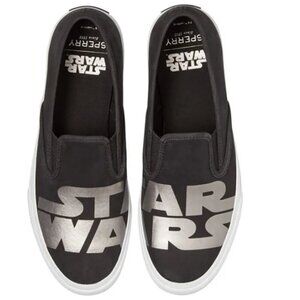 Sperry Star Wars Slip On Logo Sneaker Black & Silver Men's Size 11